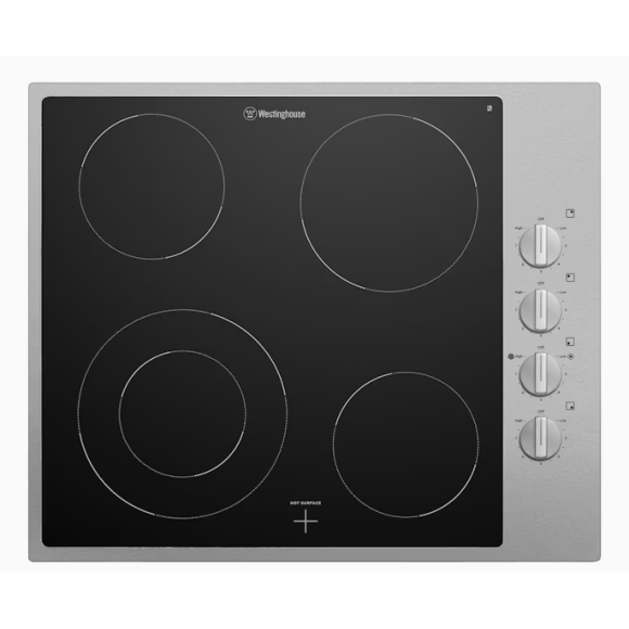 WHC642SC Westinghouse  60cm 4 Zone Ceramic Cooktop with Stainless Steel Trim 